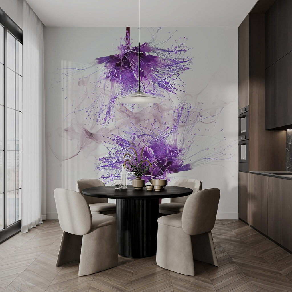 Purple flowers with purple splatters