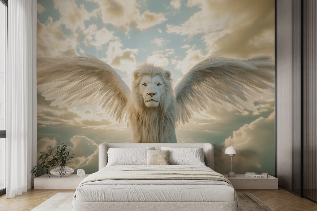 Lion with wings in the sky Lion with wings in the sky