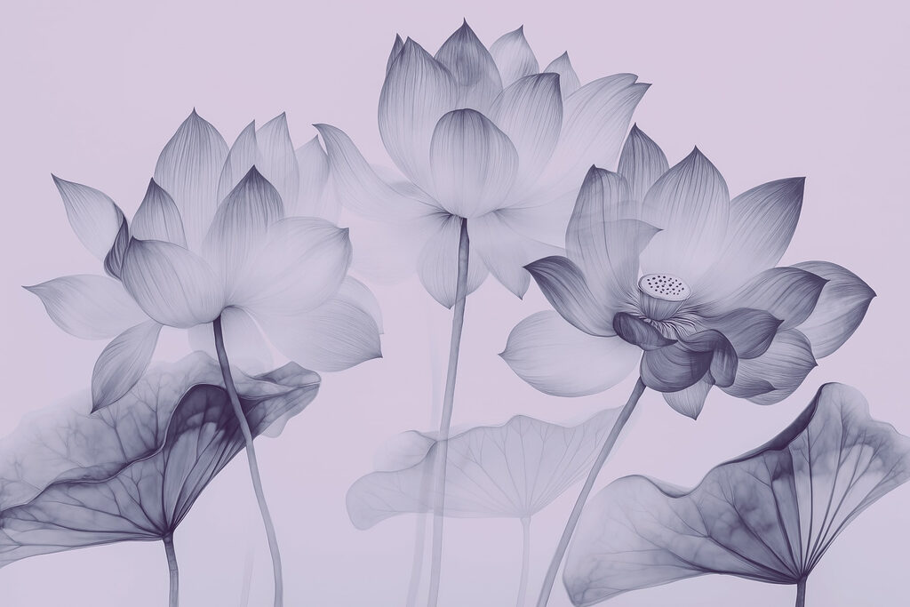 Group of flowers with leaves