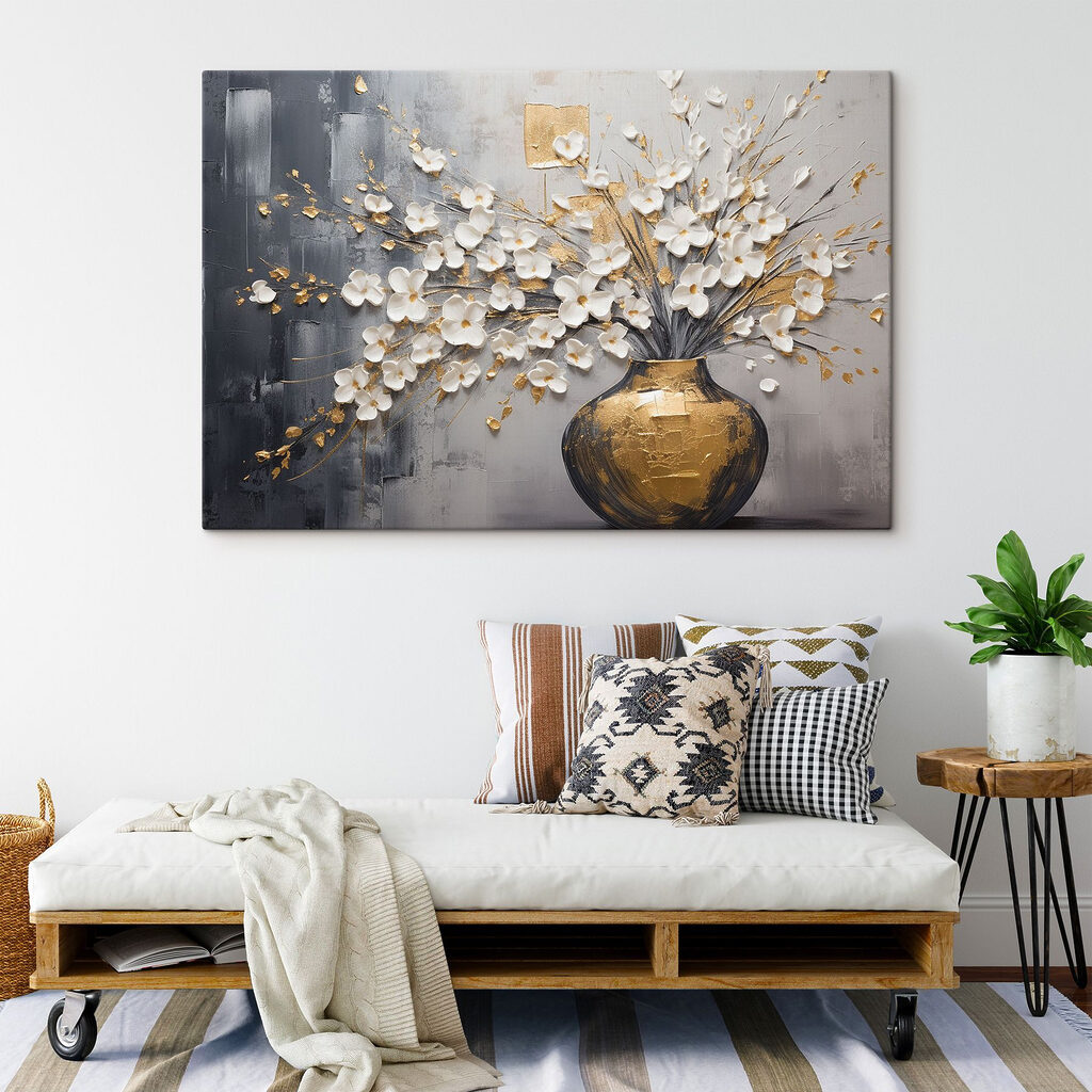 Painting of flowers in a vase