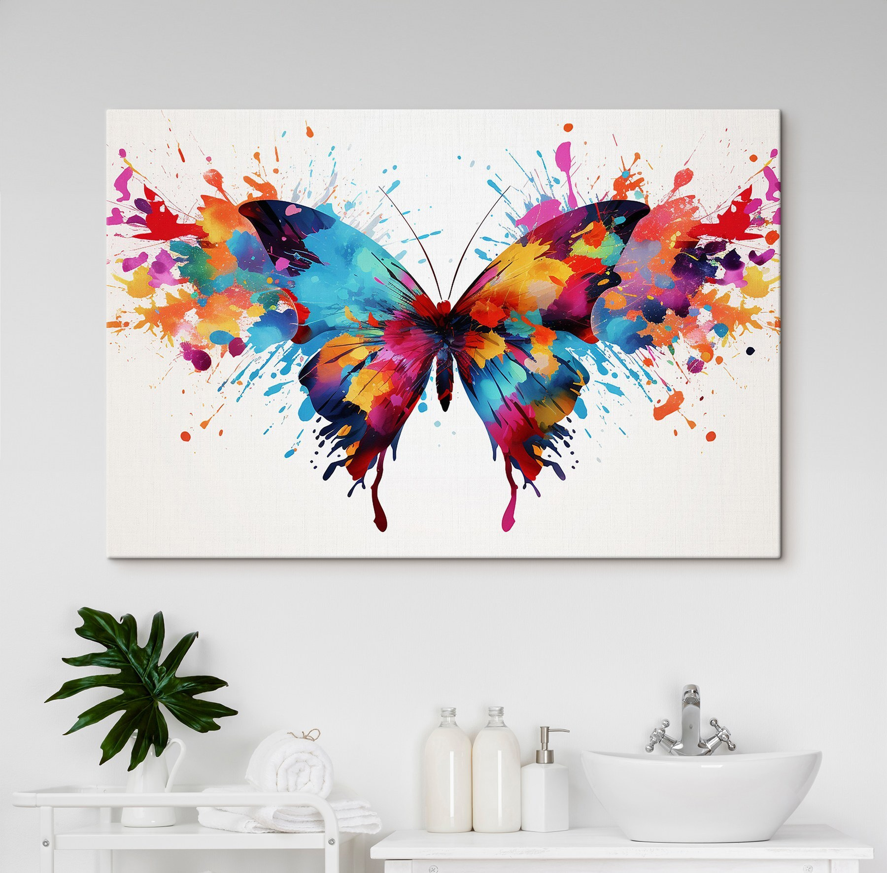 Colorful butterfly with paint splashes