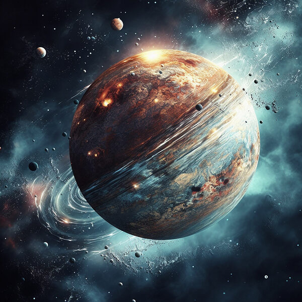 Planeta ve vesmíru s hvězdami a planetami Planeta ve vesmíru s hvězdami a planetami