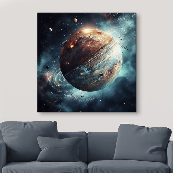 Planeta ve vesmíru s hvězdami a planetami Planeta ve vesmíru s hvězdami a planetami