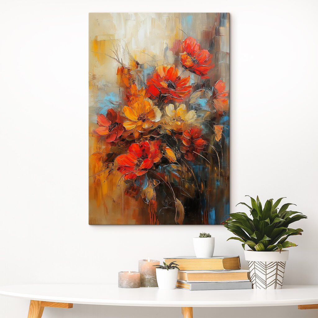 Painting of flowers on a canvas Painting of flowers on a canvas