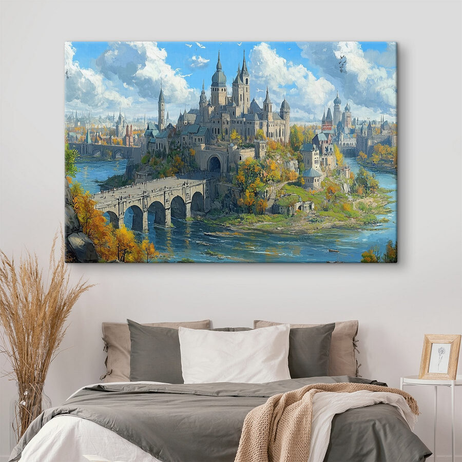 Obraz Hrad na kopci s mostem přes vodu - Image 2