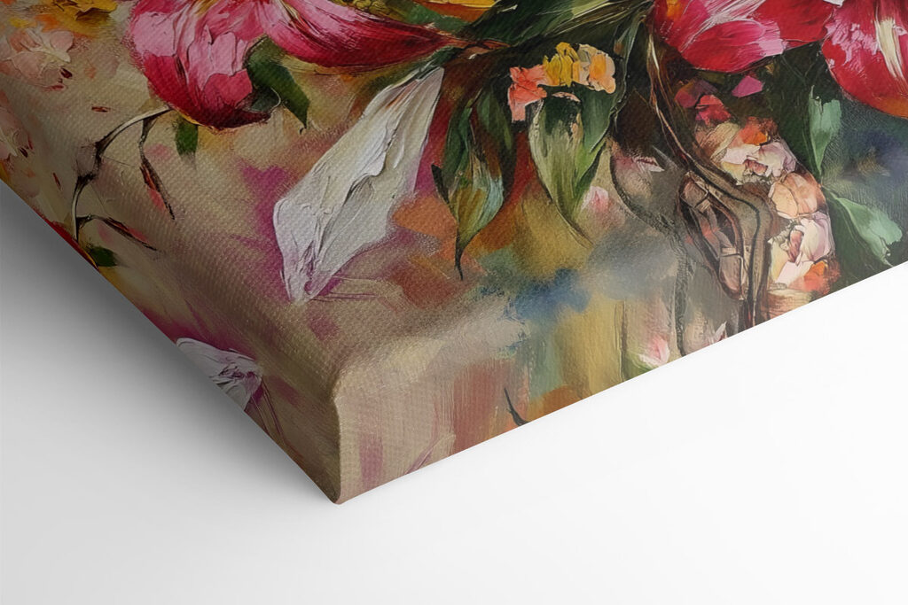 Painting of flowers on a blue background