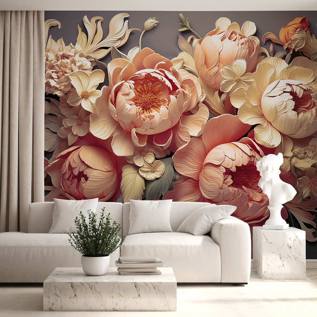 Group of flowers on a gray background Group of flowers on a gray background