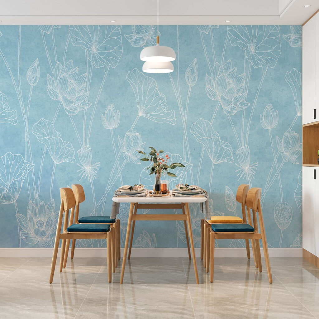 Blue and white floral pattern