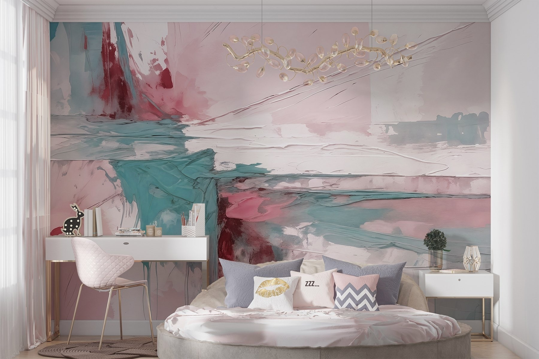 Painting of a pink and blue color