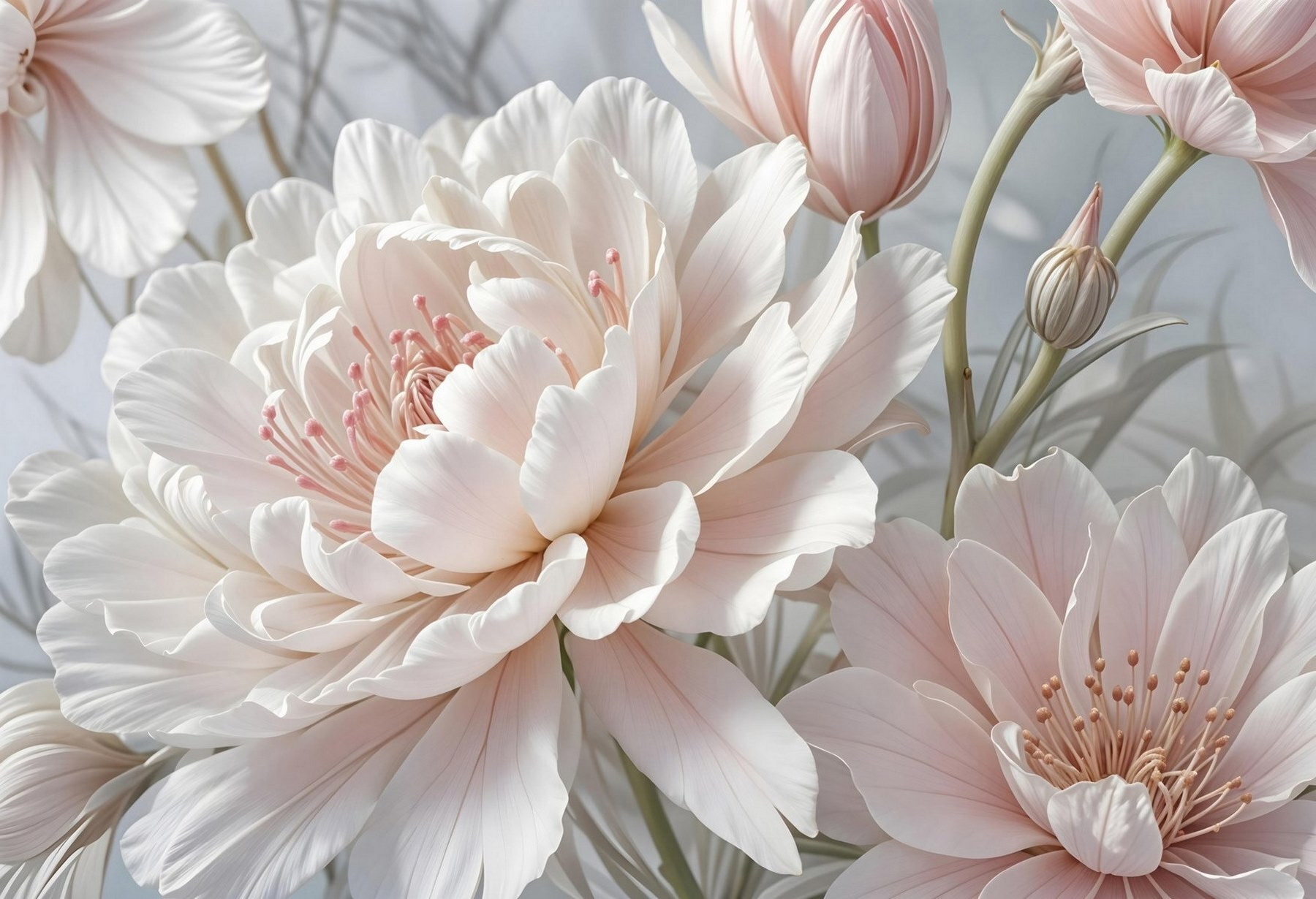 Delicate blooms in soft hues