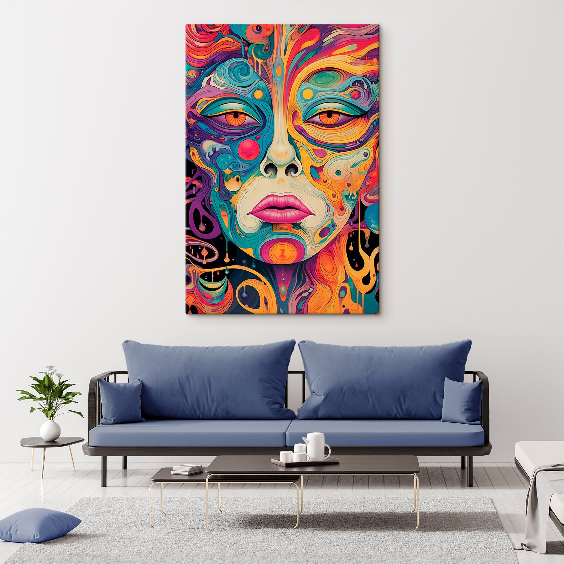 Colorful face with eyes and lips Colorful face with eyes and lips