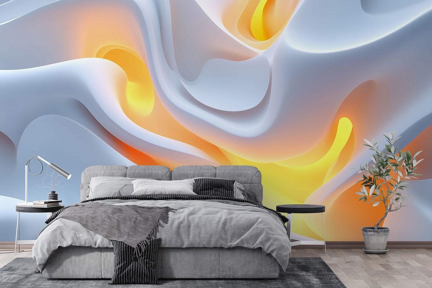 White and orange wavy surface