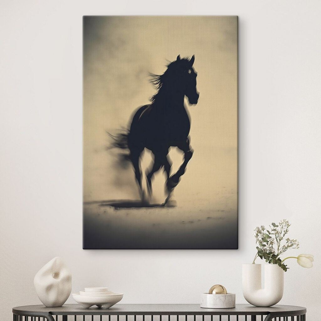 Horse running in the snow