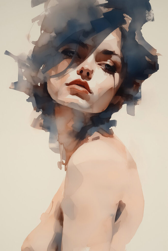 Woman with her hair blowing in the wind