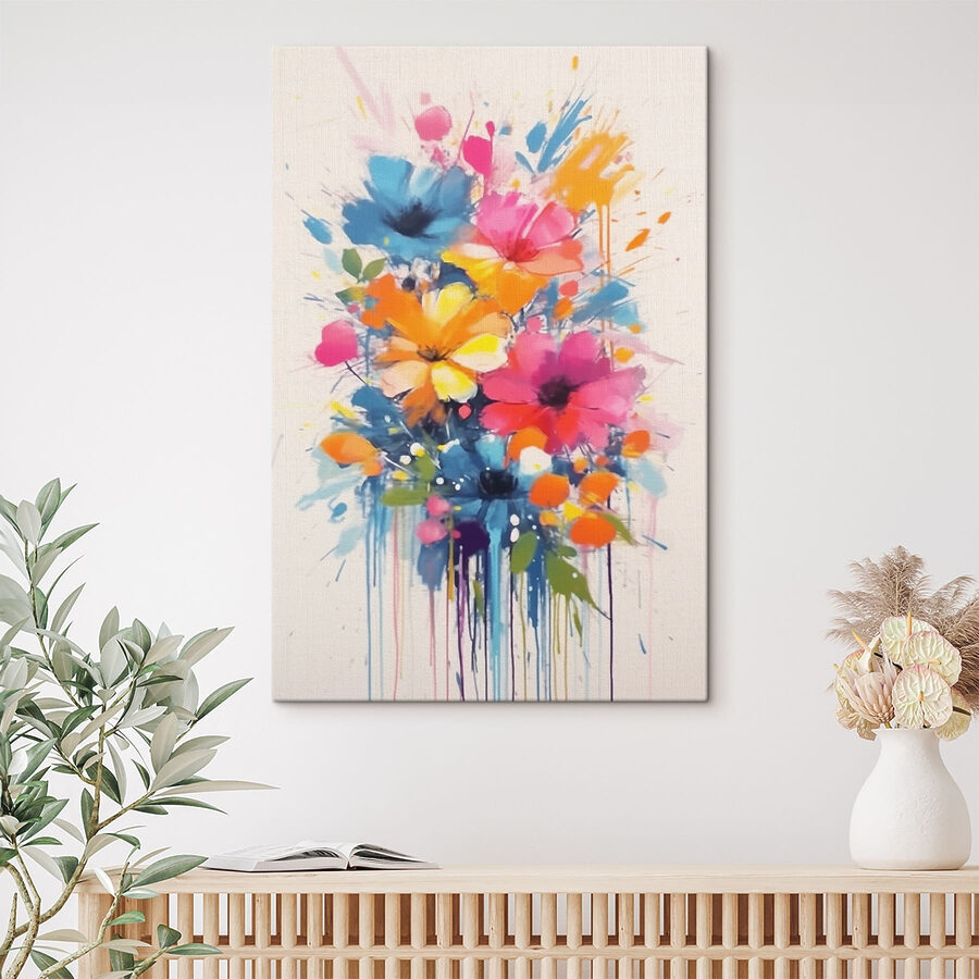 Painting of flowers on a white background Painting of flowers on a white background