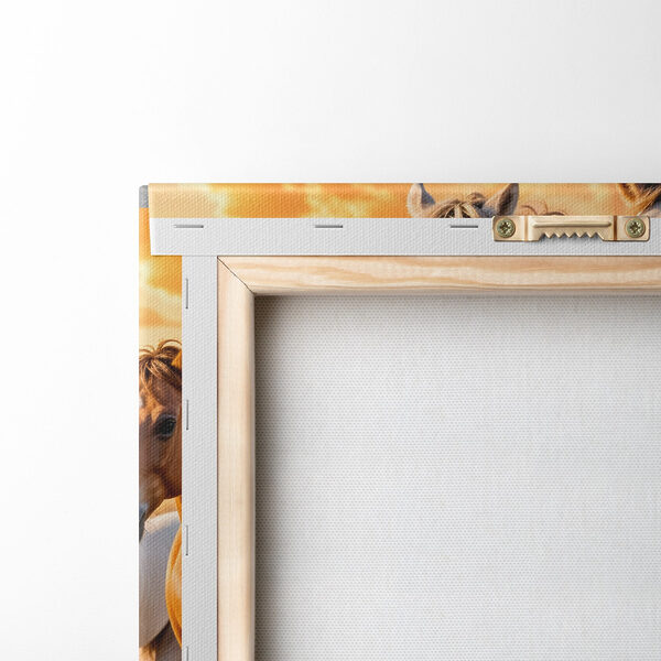 Group of horses running through water