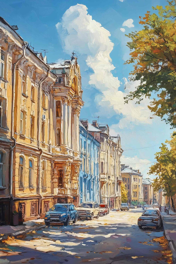 Ulice se zaparkovanými auty Ulice se zaparkovanými auty