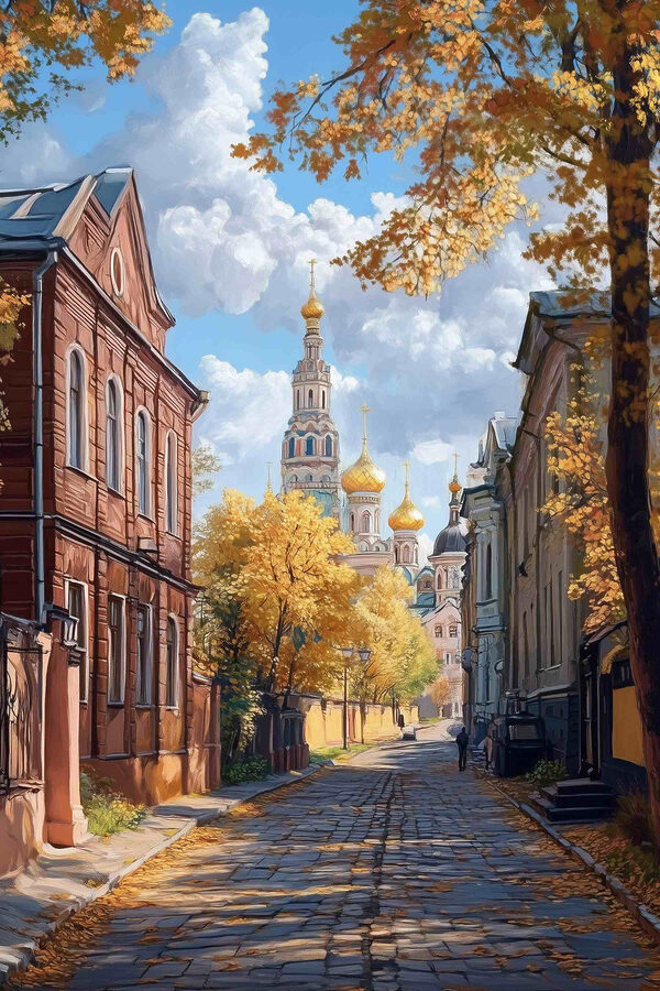 Ulice s budovami a stromy Ulice s budovami a stromy