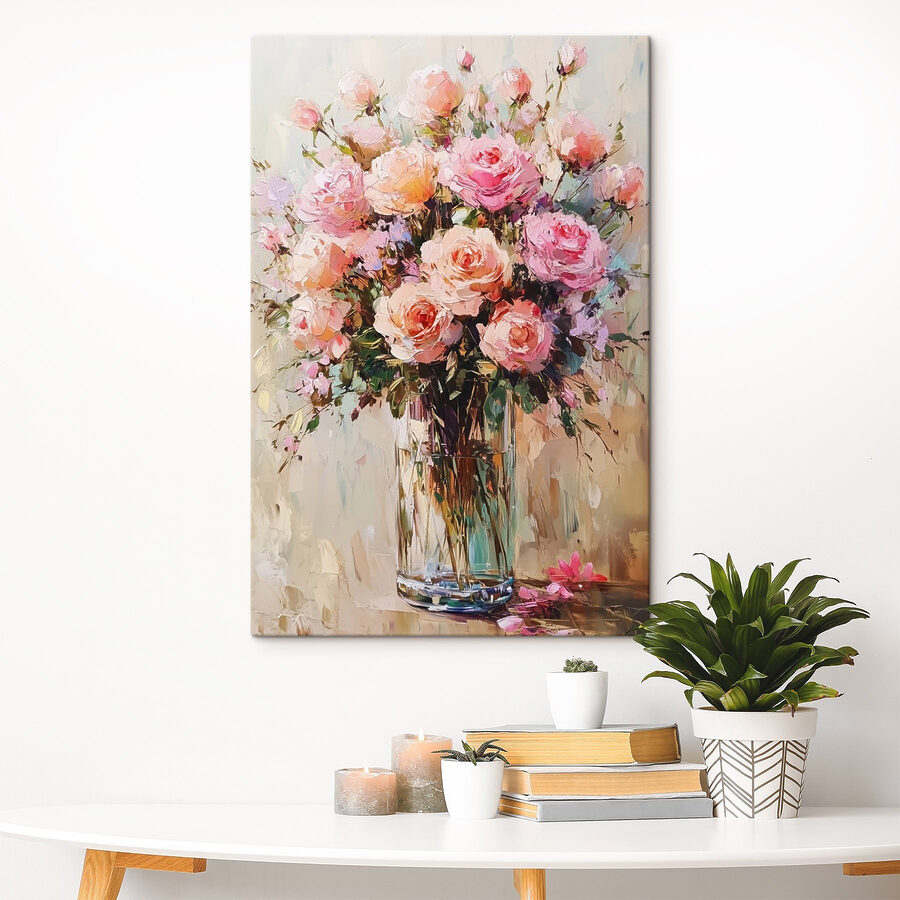 Malba kytice růžových růží Malba kytice růžových růží