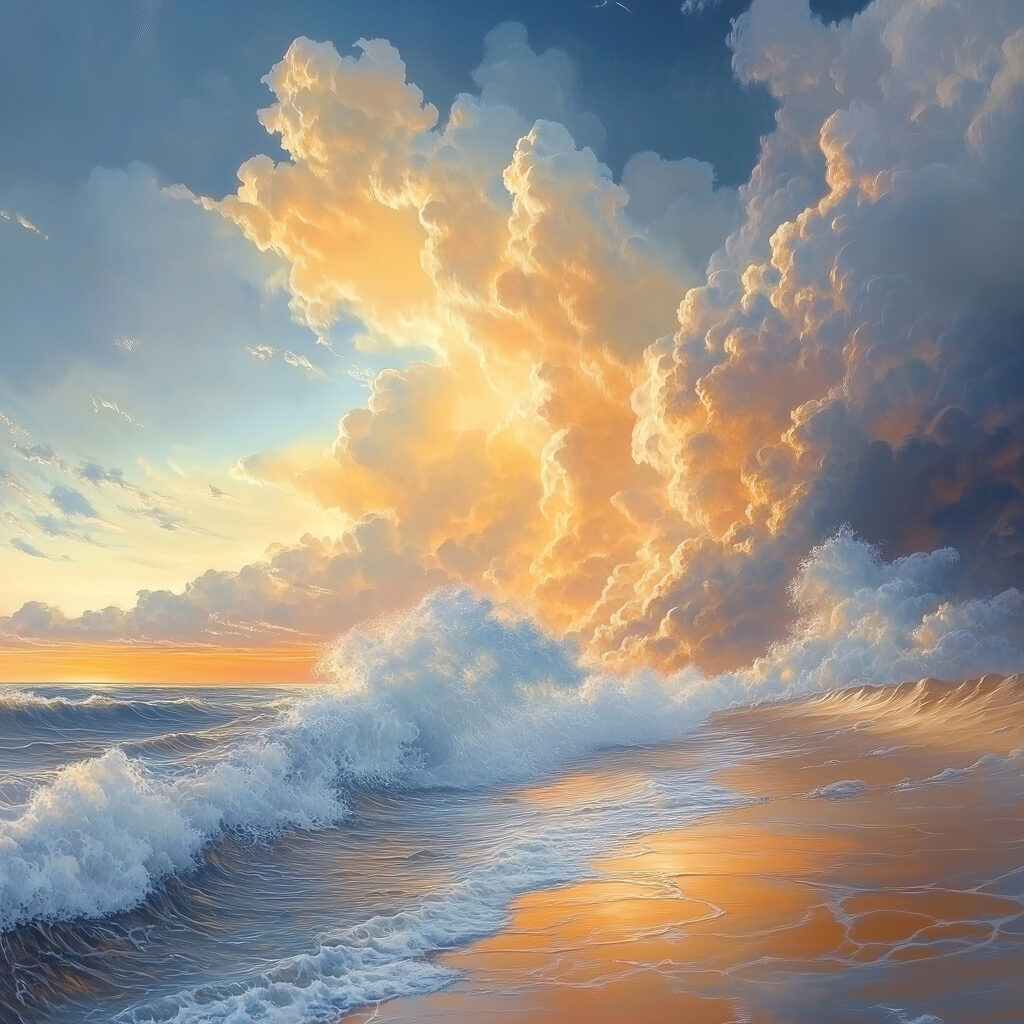 Waves crashing on the beach