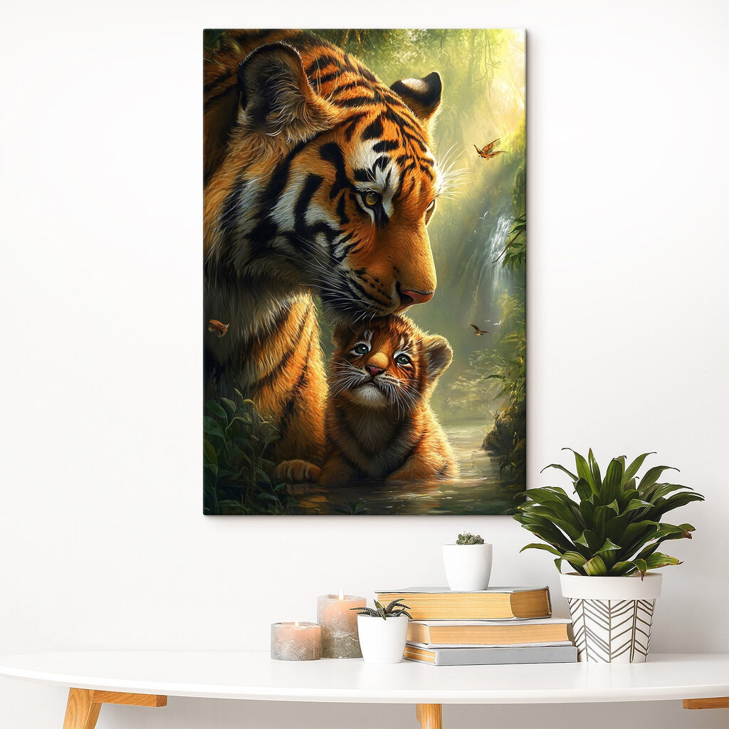 Tiger and a cub in the jungle