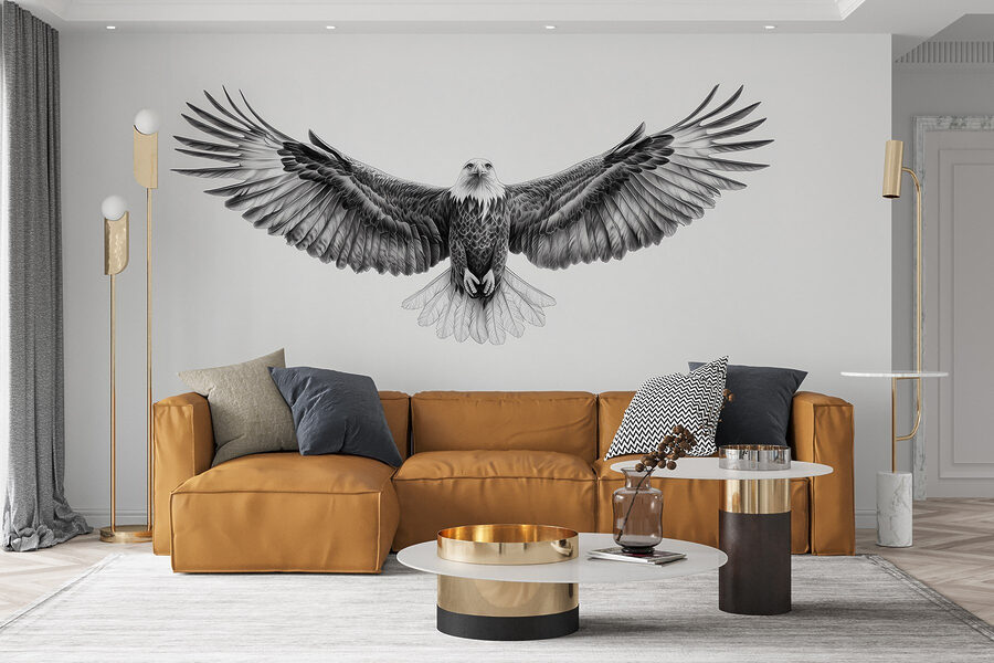 Fototapeta Černobílý obraz letícího ptáka - Image 4