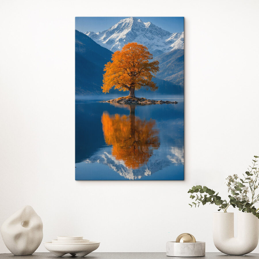 Tree on an island in a lake Tree on an island in a lake