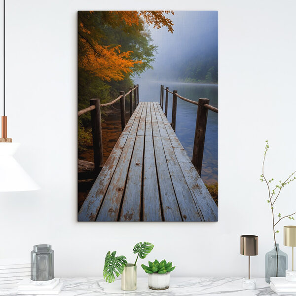 Dřevěný dok nad vodní plochou Dřevěný dok nad vodní plochou