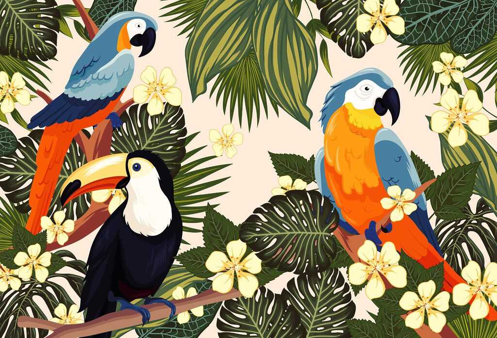 Group of birds on a tree branch Group of birds on a tree branch