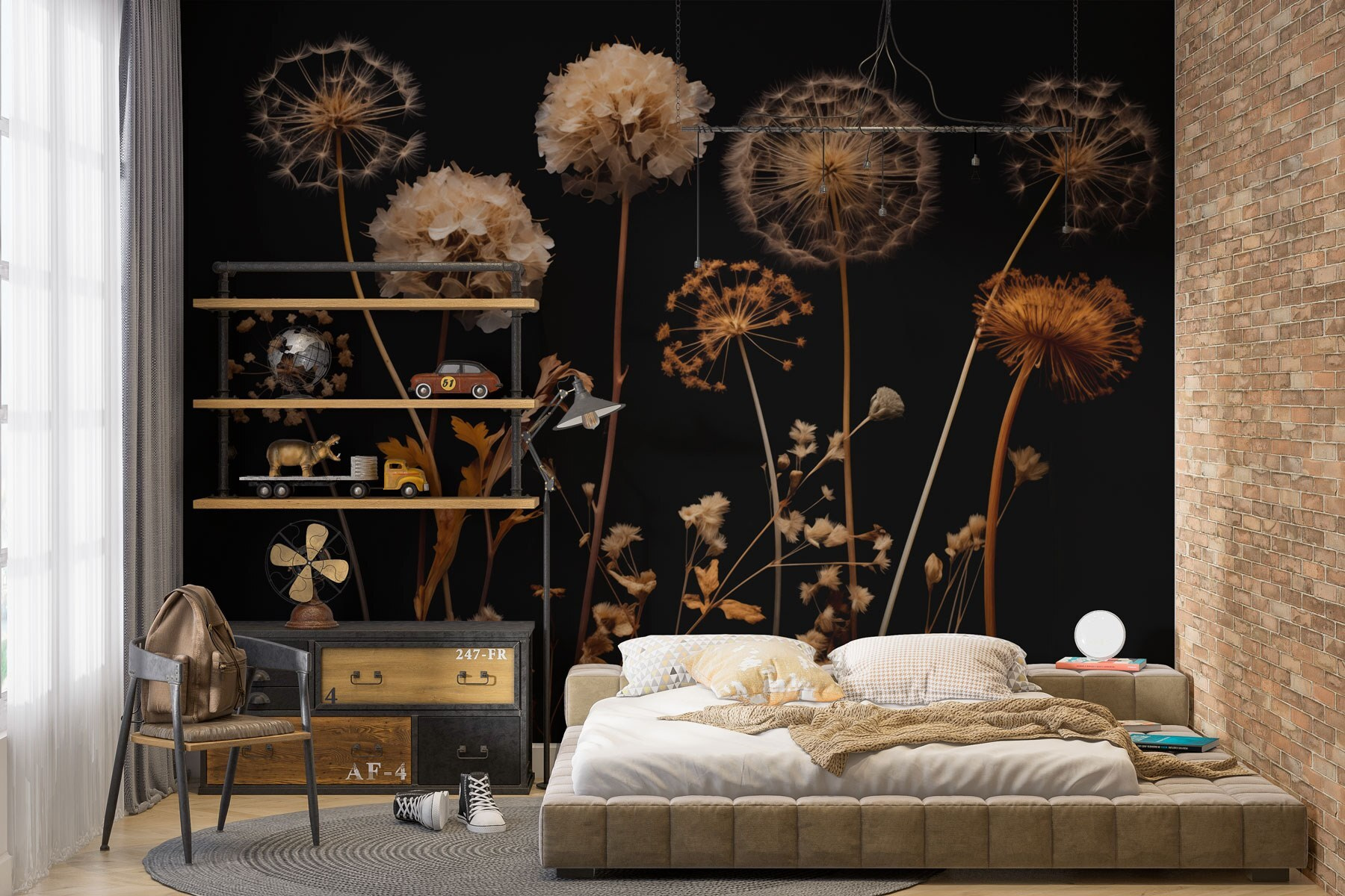 Group of dandelions on stems Group of dandelions on stems