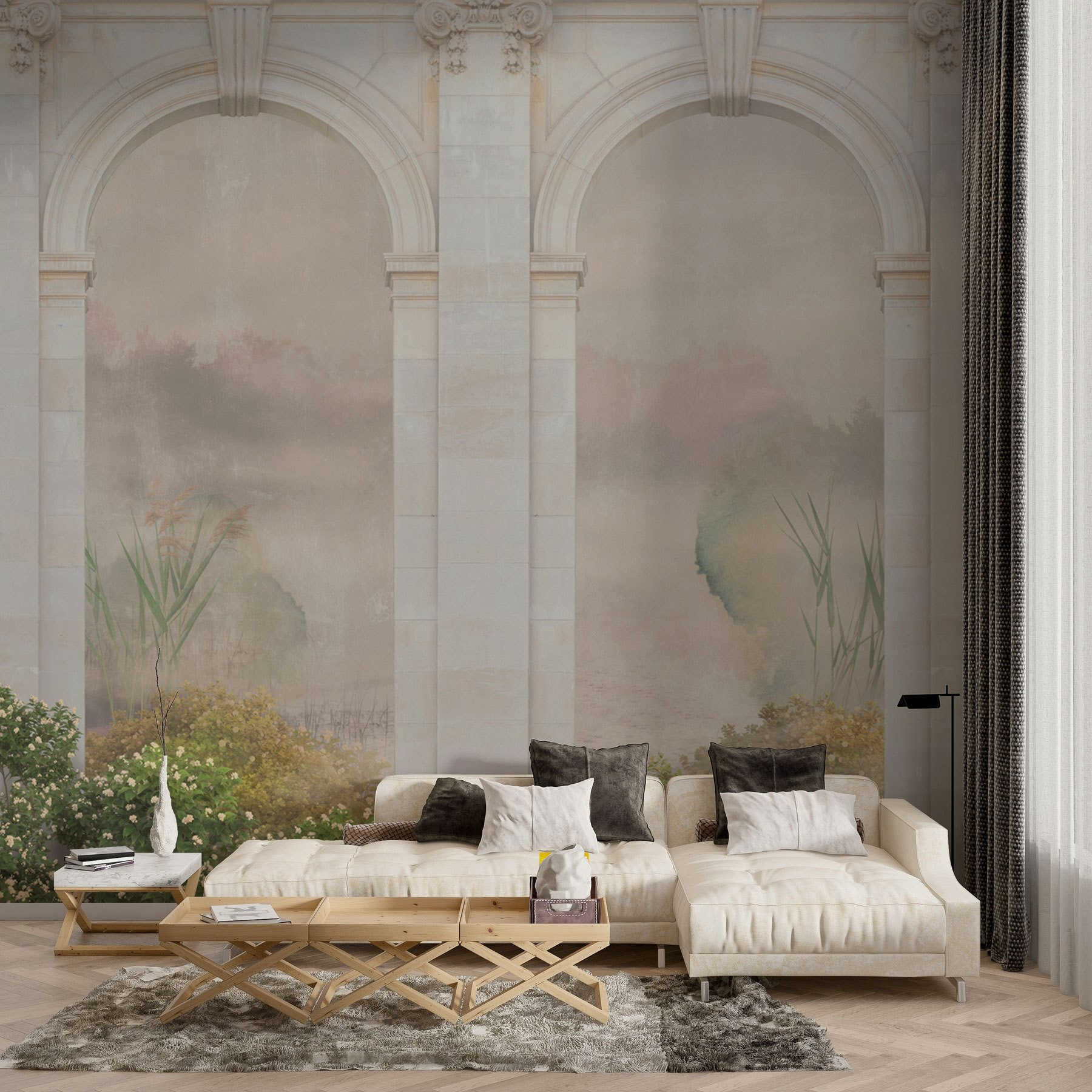 Wallpaper with a stone archway and plants Wallpaper with a stone archway and plants