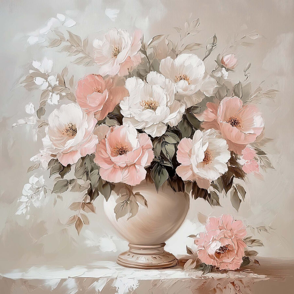 Painting of flowers in a vase