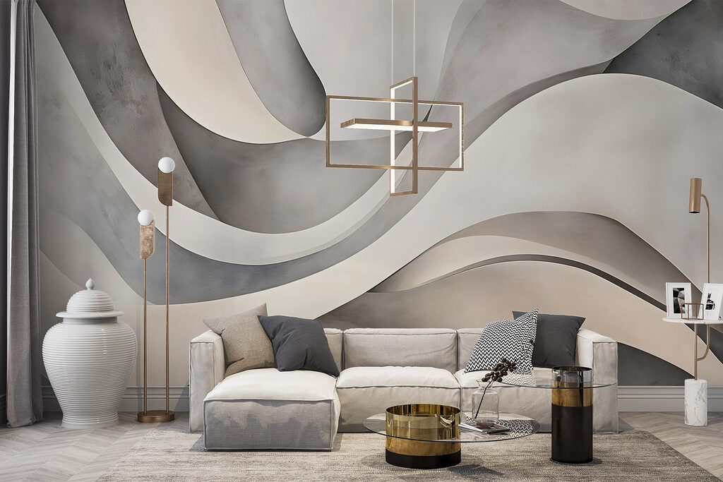 White and grey wavy shapes White and grey wavy shapes