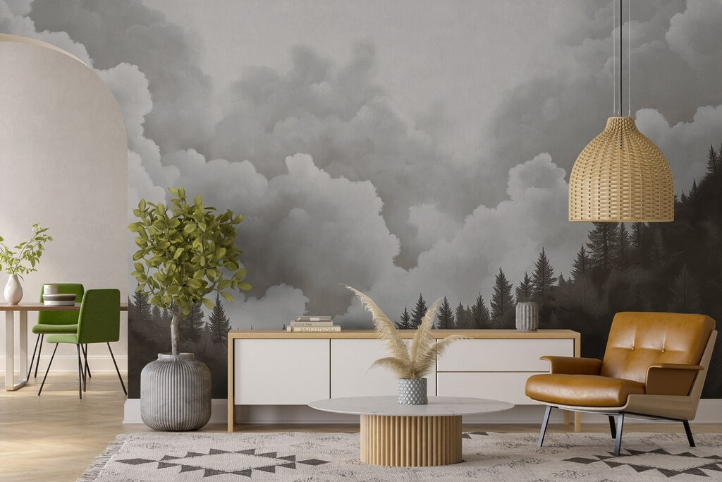 Group of trees and clouds