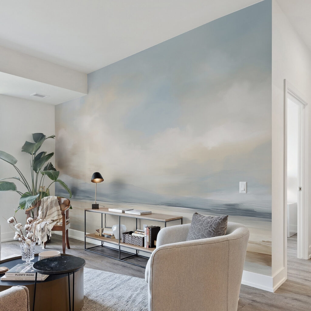 Landscape with a body of water and clouds Landscape with a body of water and clouds