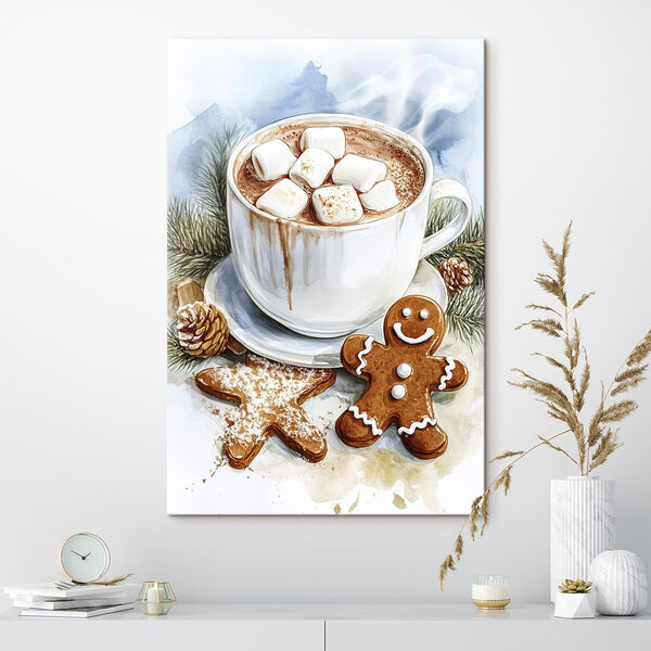 Šálek horké čokolády s marshmallow a perníčky Šálek horké čokolády s marshmallow a perníčky