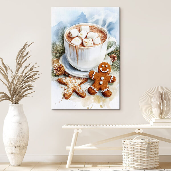Šálek horké čokolády s marshmallow a perníčky Šálek horké čokolády s marshmallow a perníčky