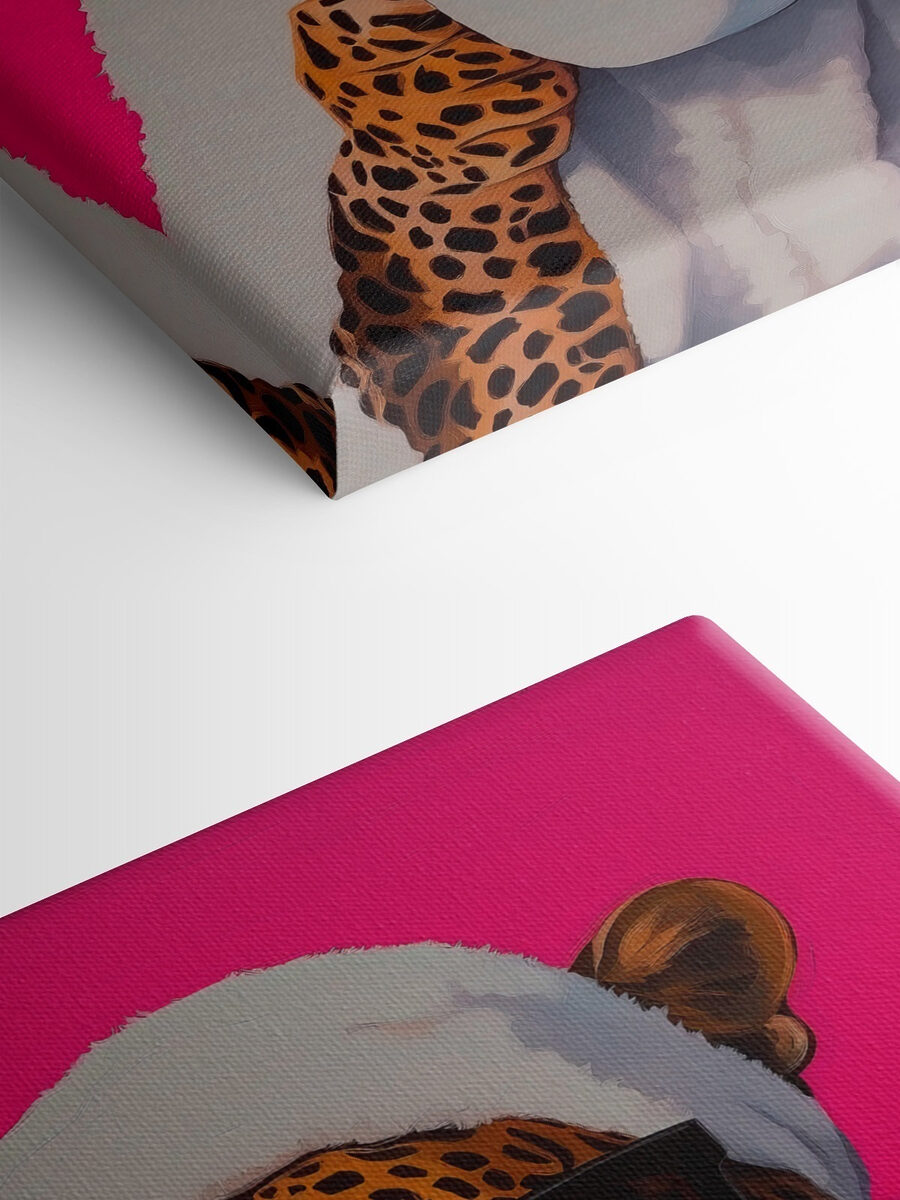Obraz leoparda v hábitu a slunečních brýlích, který drží pohár Obraz leoparda v hábitu a slunečních brýlích, který drží pohár