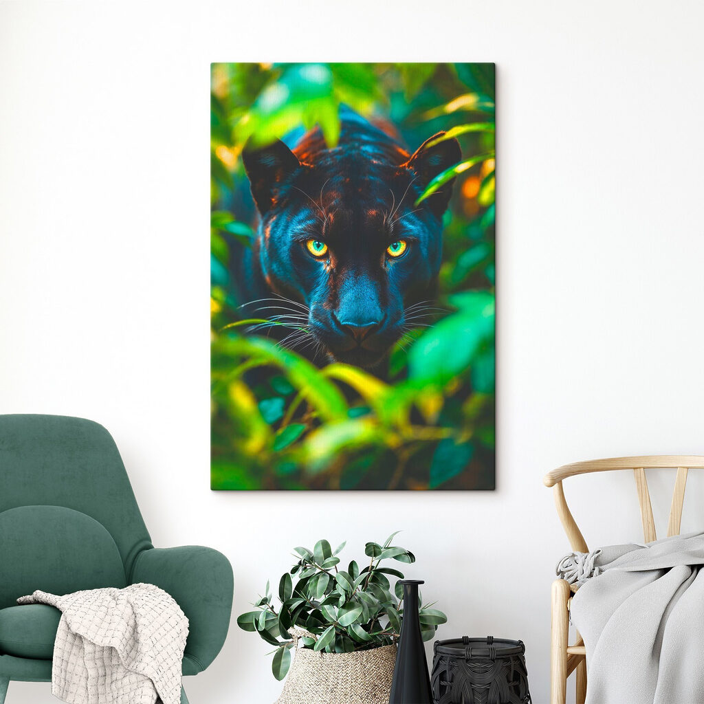 Black panther with green eyes