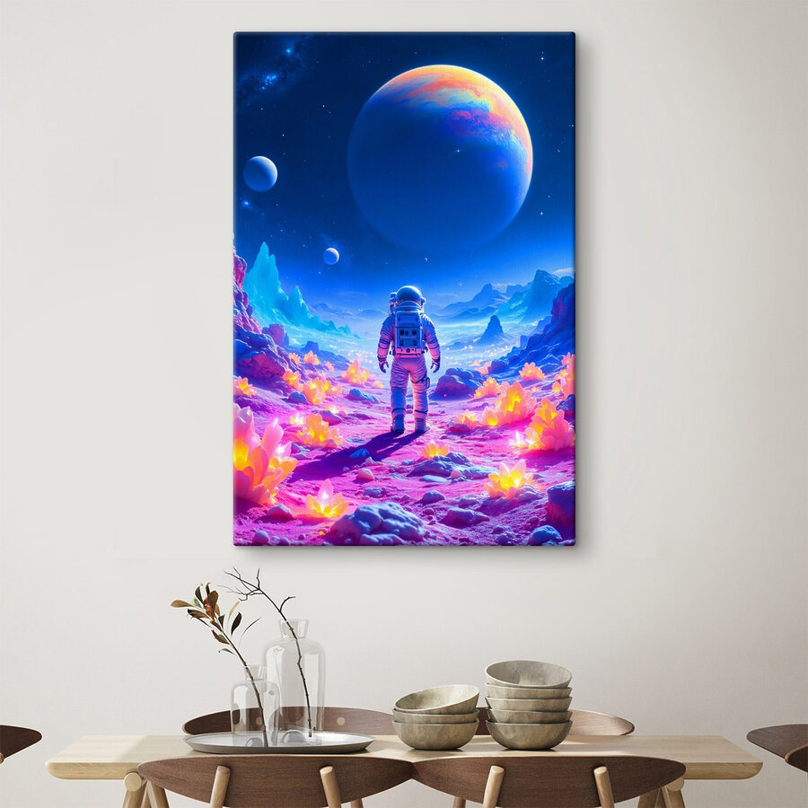Astronaut kráčející po poušti