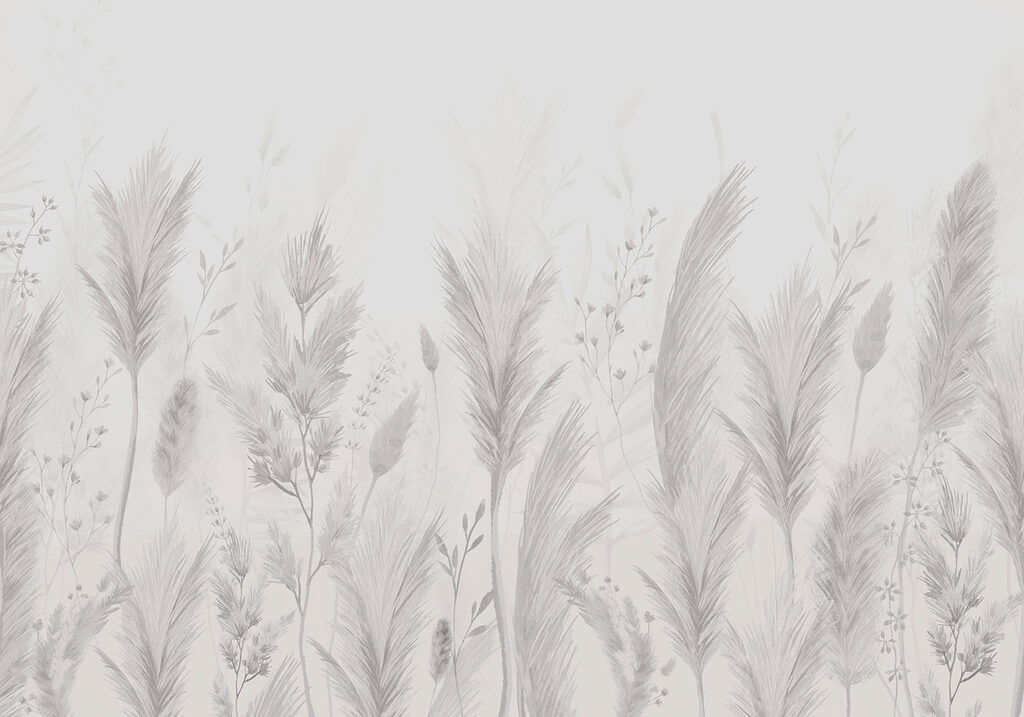 White background with grass and flowers