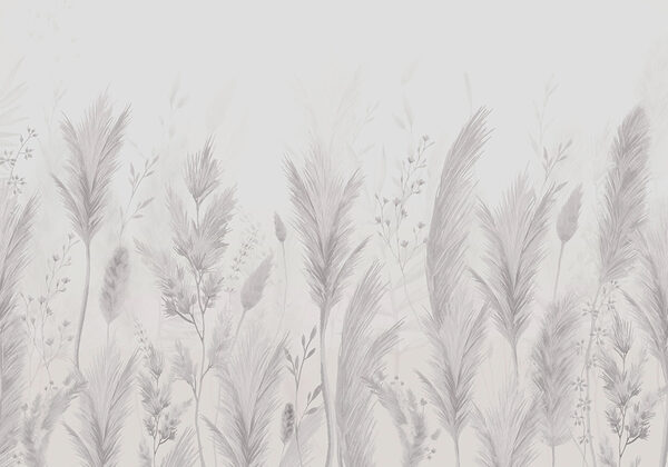 White background with grass and flowers