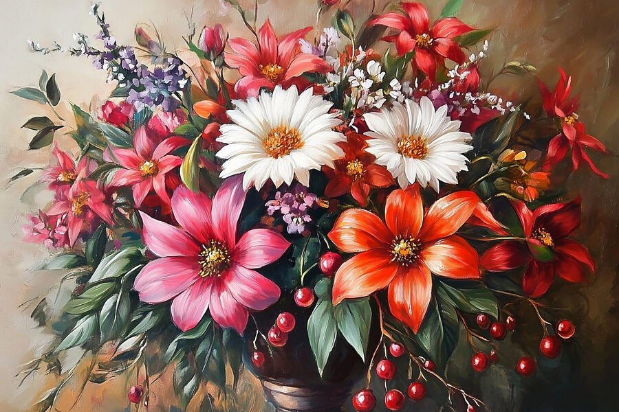 Malba květin ve váze