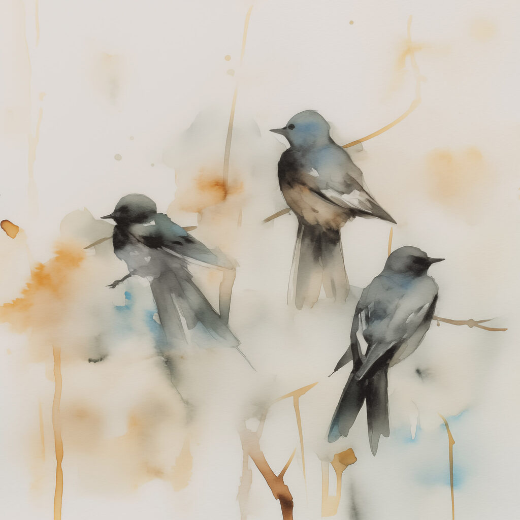 Group of birds on a branch