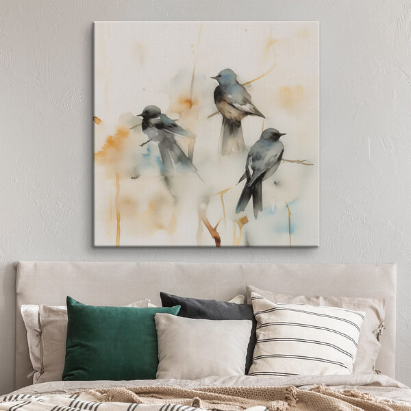 Group of birds on a branch