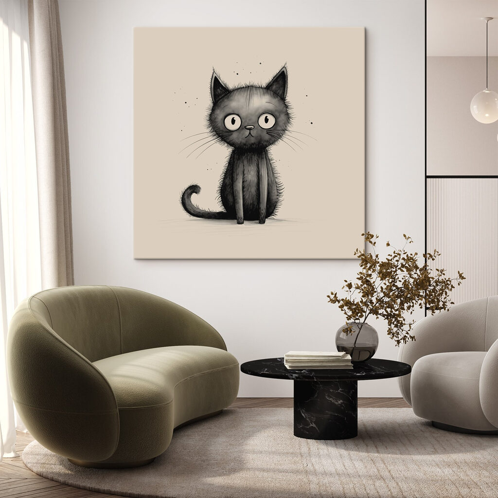 Black cat with big eyes