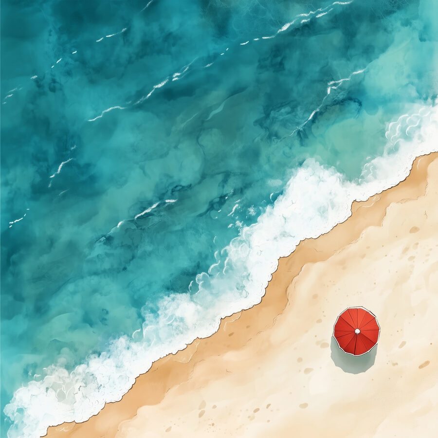 An umbrella on a beach An umbrella on a beach