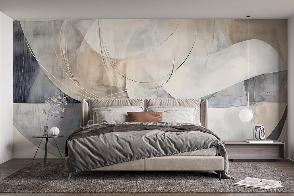 Painting of a white and grey art Painting of a white and grey art