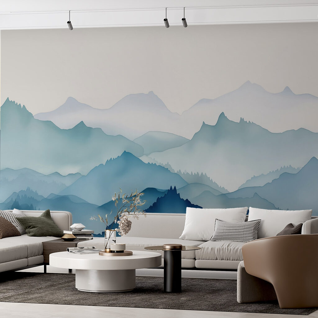 Painting of mountains and trees