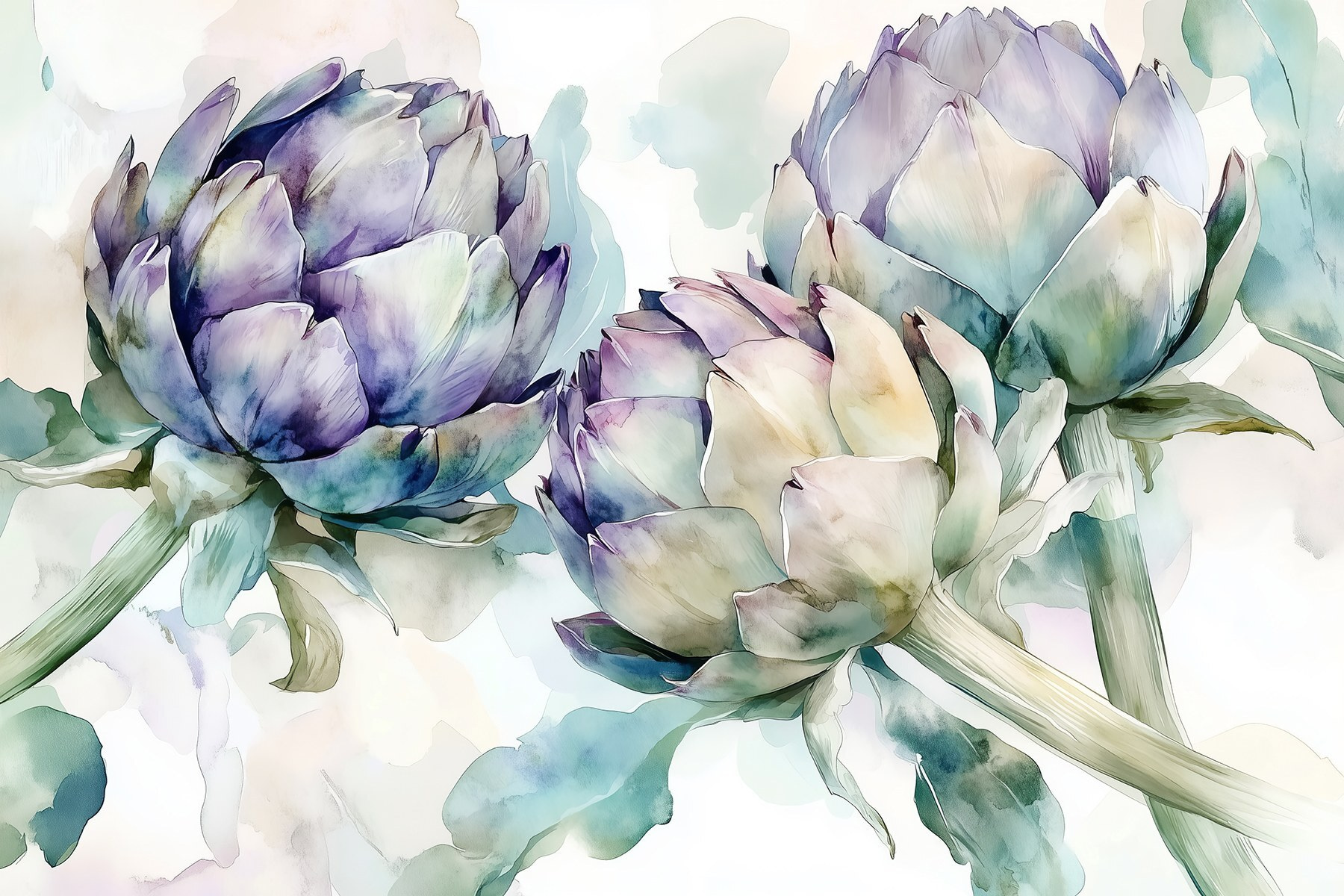 Art artichokes on a white background Art artichokes on a white background